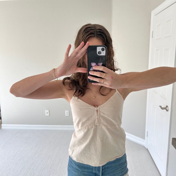 Women's pink and white striped tie tank Top - Picture 1 of 6